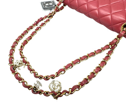 Chanel Pink Quilted Lambskin Valentine Charm Medium Flap Bag