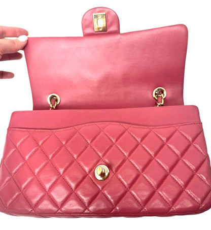Chanel Pink Quilted Lambskin Valentine Charm Medium Flap Bag