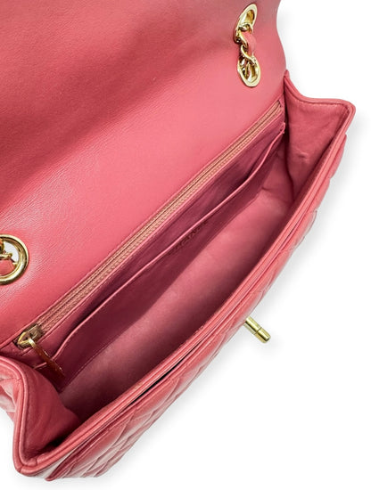 Chanel Pink Quilted Lambskin Valentine Charm Medium Flap Bag