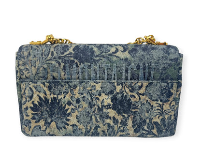 Christian Dior Denim Blue Floral Caro Bag Medium