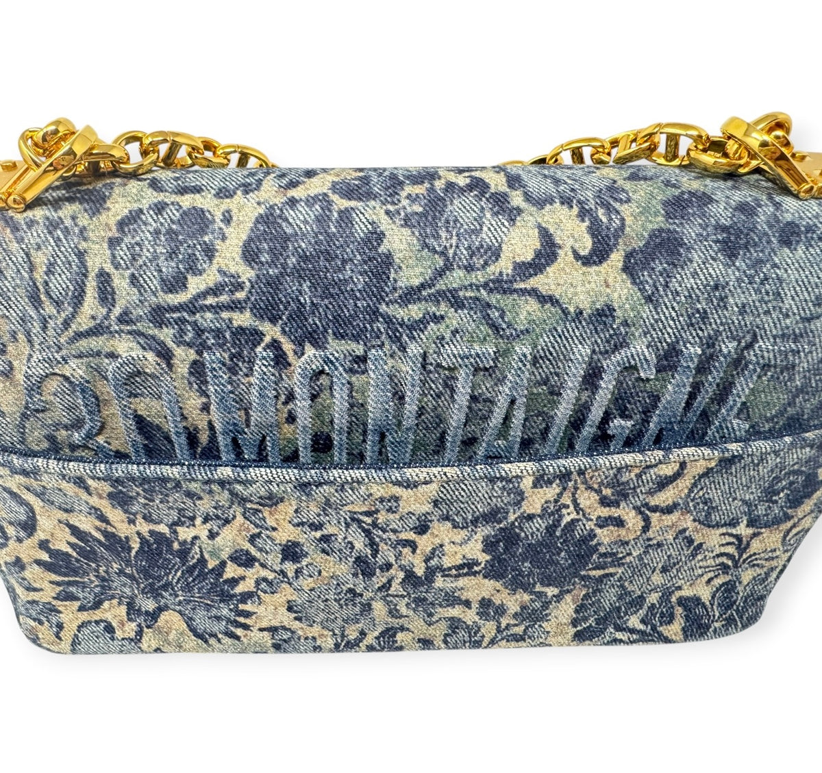 Christian Dior Denim Blue Floral Caro Bag Medium