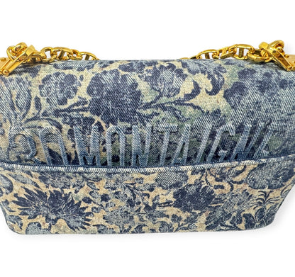 Christian Dior Denim Blue Floral Caro Bag Medium