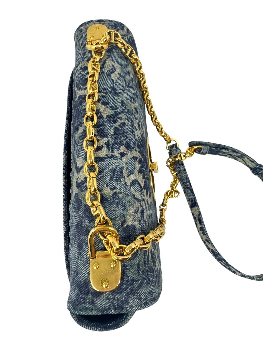 Christian Dior Denim Blue Floral Caro Bag Medium