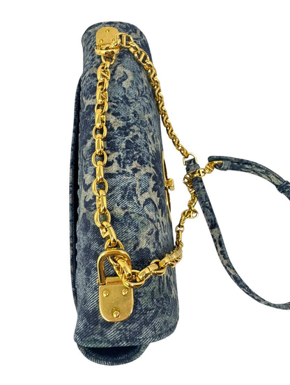 Christian Dior Denim Blue Floral Caro Bag Medium