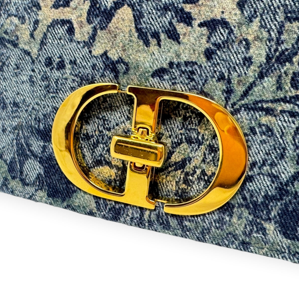 Christian Dior Denim Blue Floral Caro Bag Medium