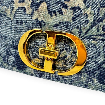 Christian Dior Denim Blue Floral Caro Bag Medium