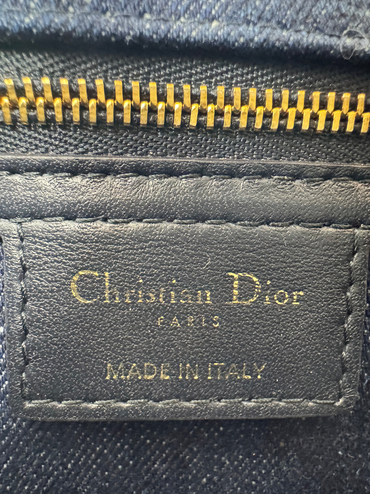 Christian Dior Denim Blue Floral Caro Bag Medium