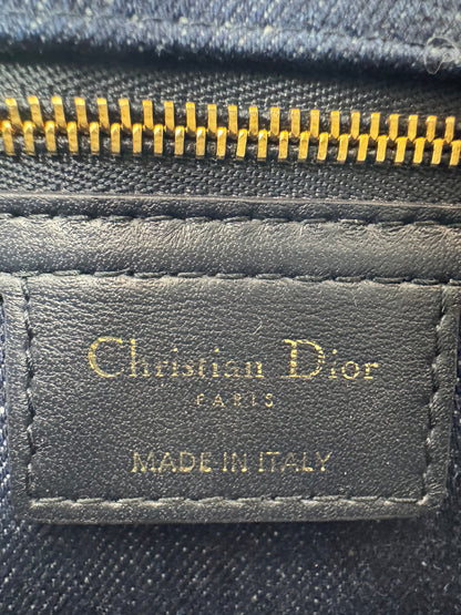Christian Dior Denim Blue Floral Caro Bag Medium