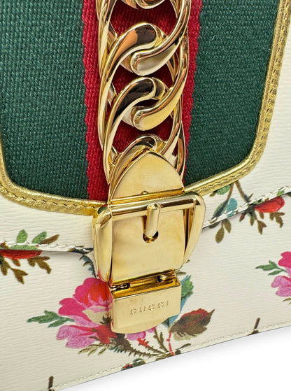Gucci Floral Leather Sylvie Shoulder Bag Small