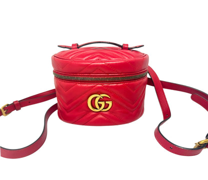 Gucci GG Marmont Mini Vanity Backpack Red Matelasse Leather