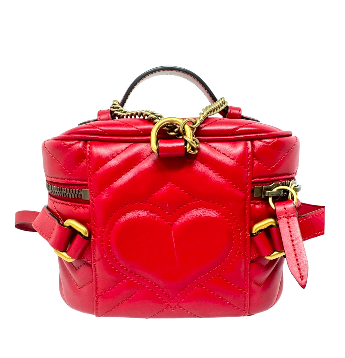 Gucci GG Marmont Mini Vanity Backpack Red Matelasse Leather