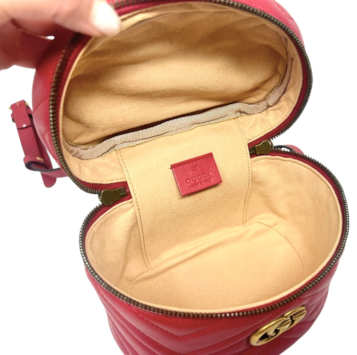 Gucci GG Marmont Mini Vanity Backpack Red Matelasse Leather