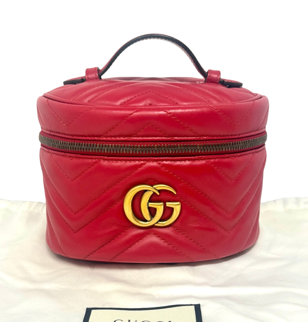 Gucci GG Marmont Mini Vanity Backpack Red Matelasse Leather