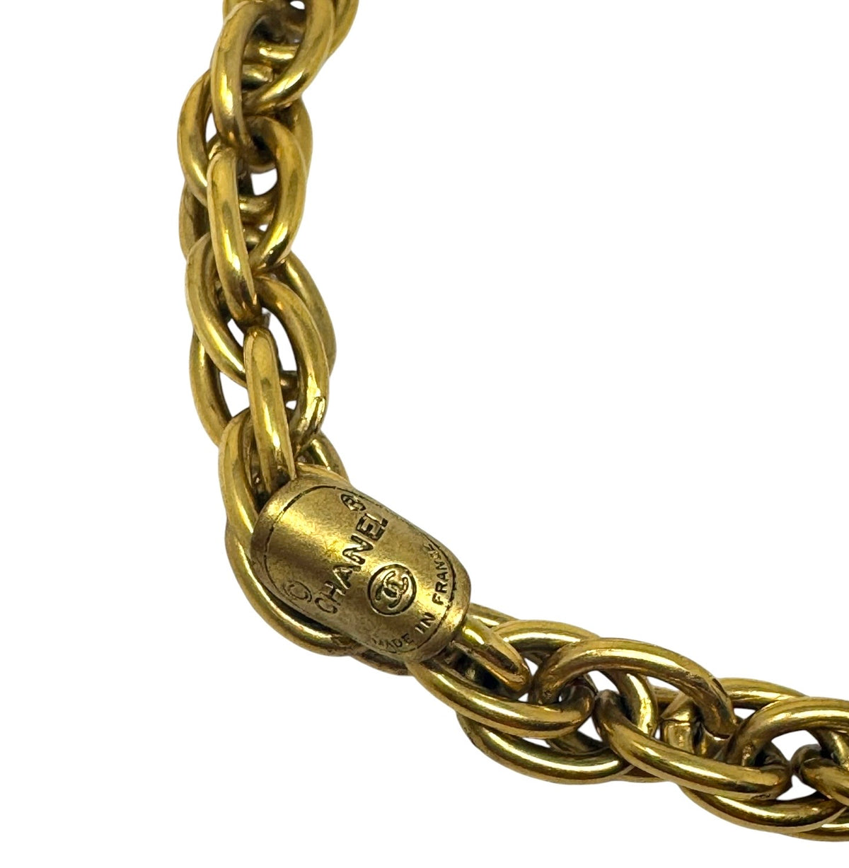 Chanel Vintage Gold-Plated Oval CC Medallion Chain Necklace
