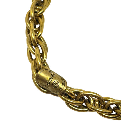 Chanel Vintage Gold-Plated Oval CC Medallion Chain Necklace
