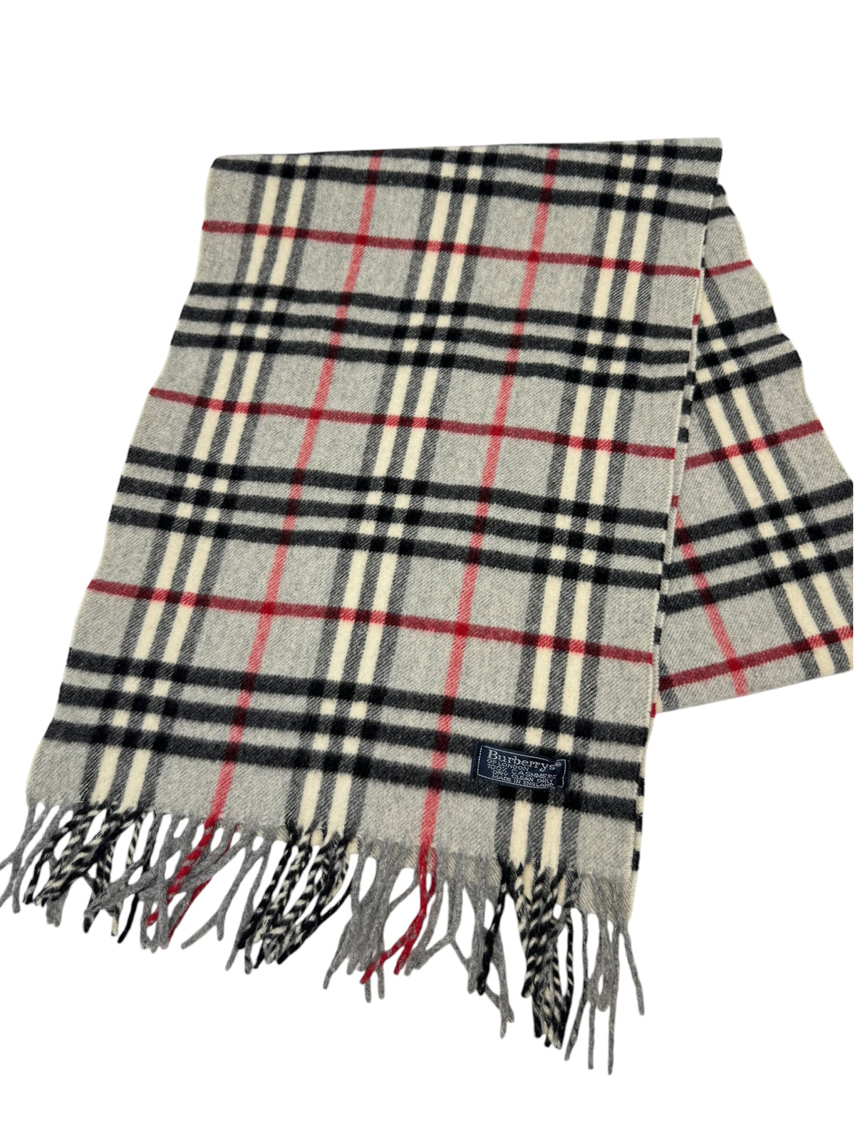 Burberry Cashmere Check Scarf - Grey, Black, White, & Red