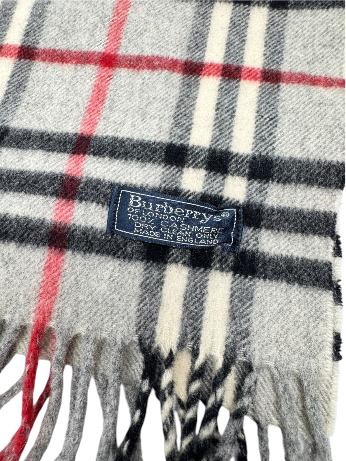 Burberry Cashmere Check Scarf - Grey, Black, White, & Red
