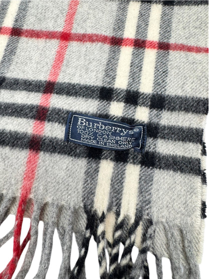 Burberry Cashmere Check Scarf - Grey, Black, White, & Red