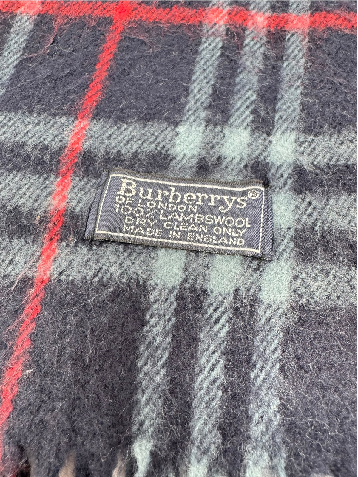 Burberry Wool Scarf - Navy, Light Blue, Red