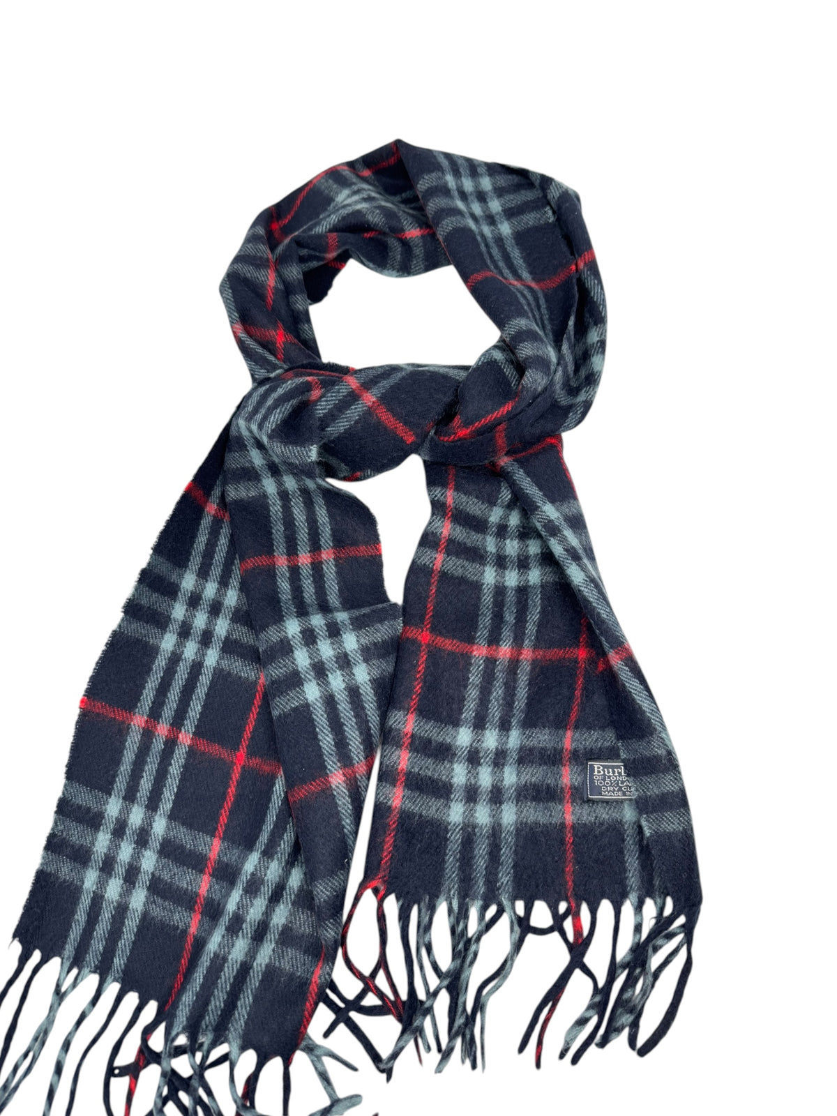 Burberry Wool Scarf - Navy, Light Blue, Red