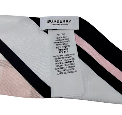 Burberry Silk Bandeau Twilly Scarf - Pink, White, & Black