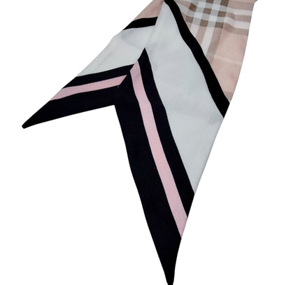 Burberry Silk Bandeau Twilly Scarf - Pink, White, & Black