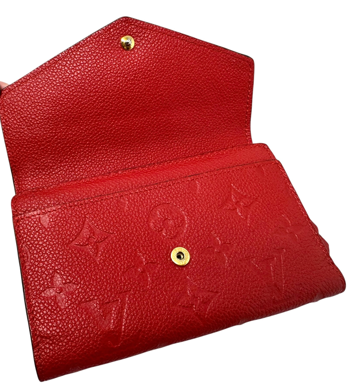 Louis Vuitton Red Empreinte Leather Curieuse Compact Wallet