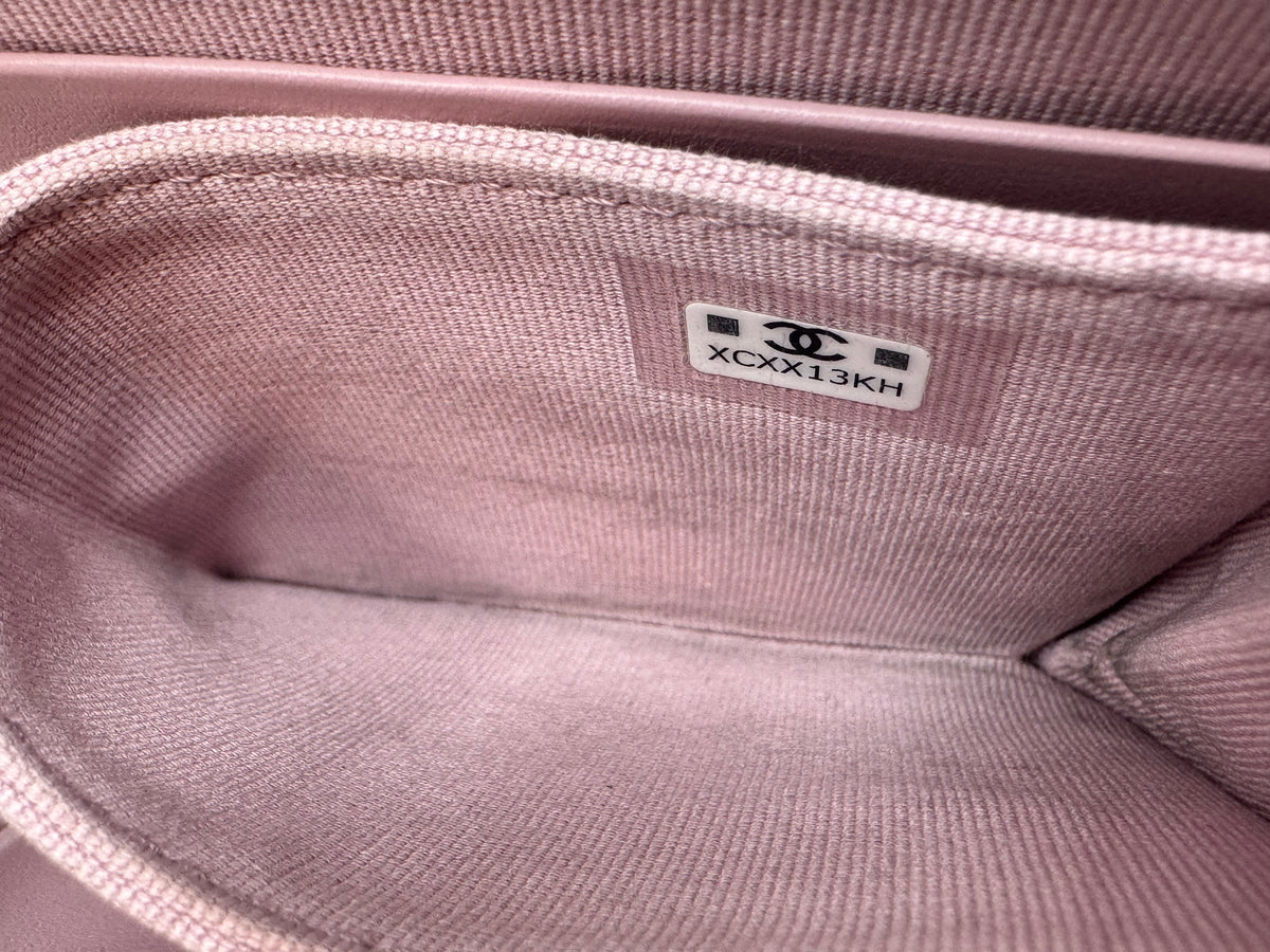 Chanel Pink Caviar Quilted Zip-Around Compact Wallet