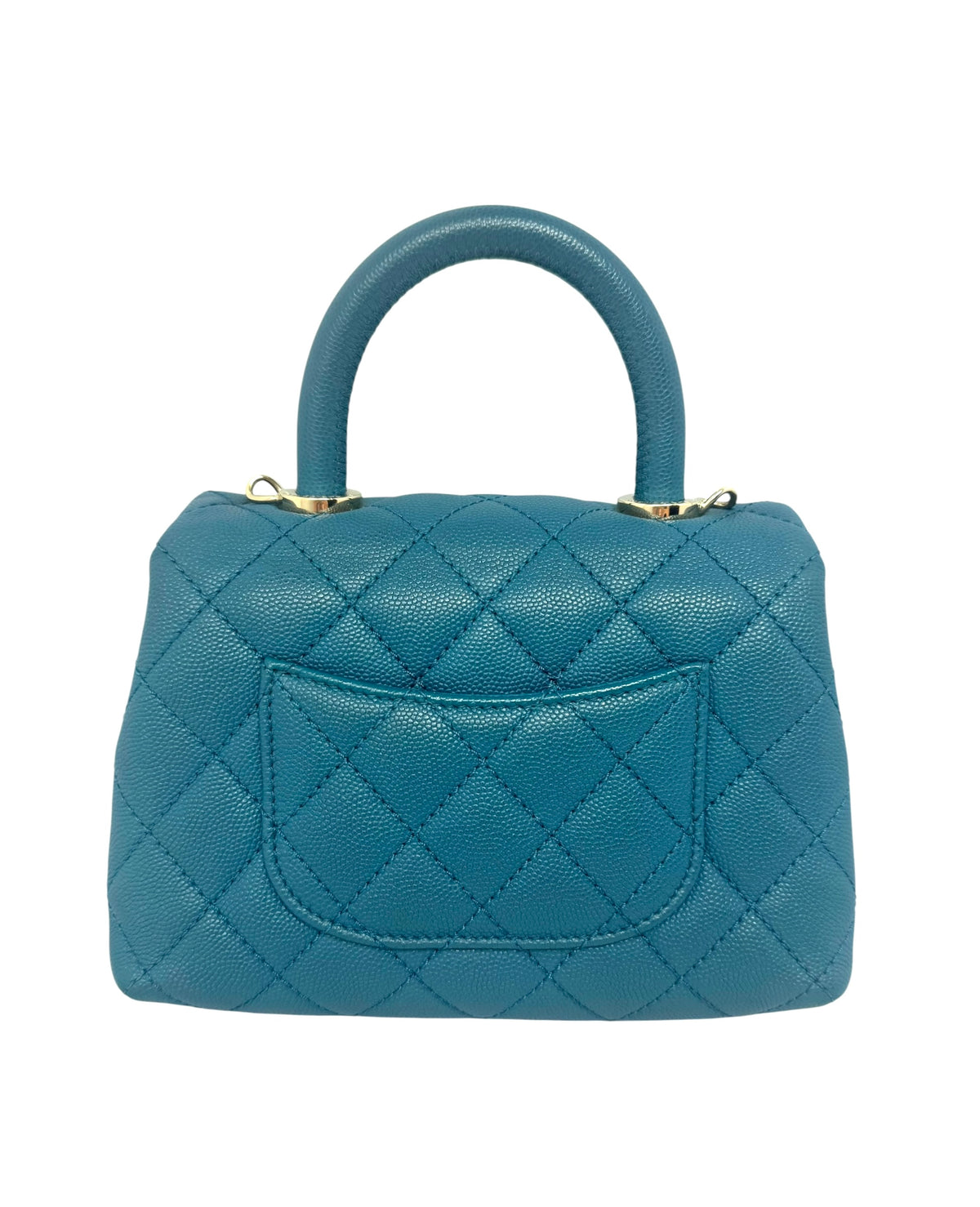 Chanel Caviar Quilted Extra Mini Coco Handle Flap Bag Dark Turquoise Blue