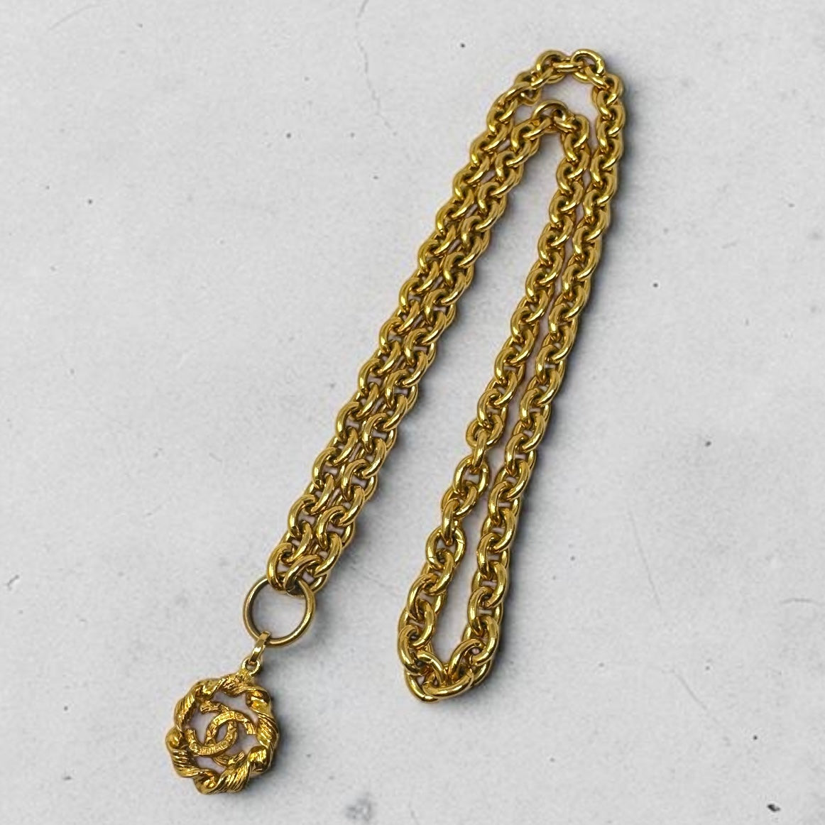 Chanel Vintage Gold-Plated CC Medallion Necklace
