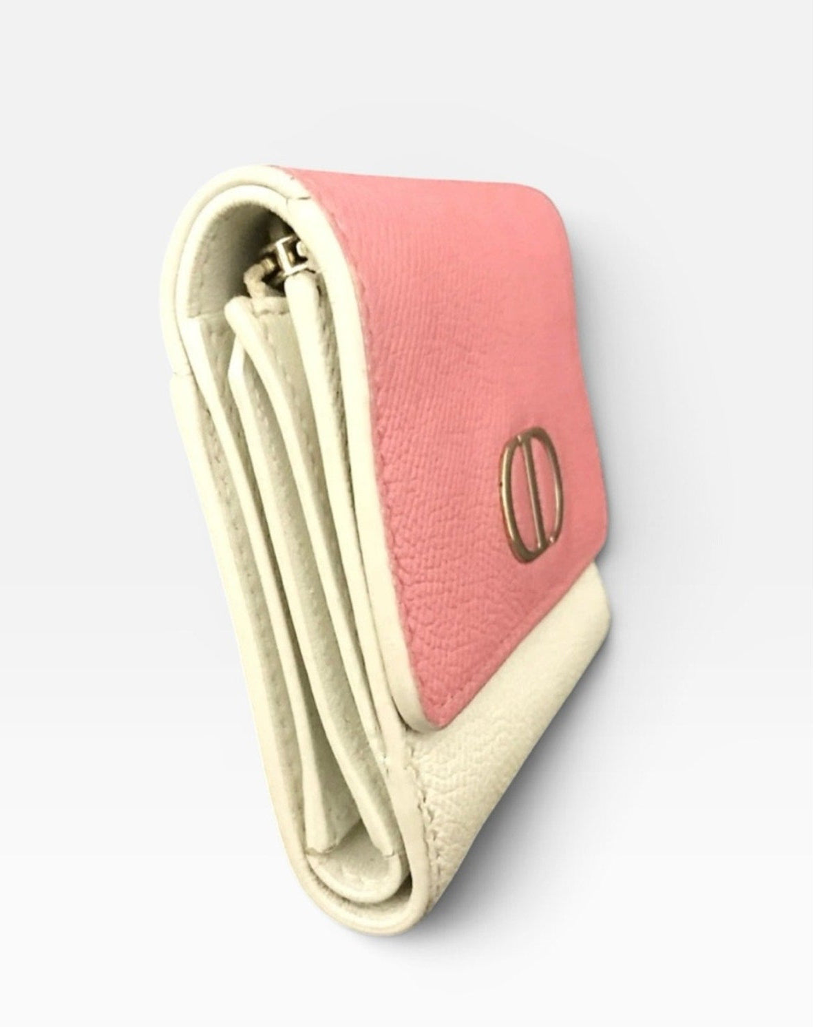 Christian Dior Pink and Cream Leather 30 Montaigne Compact Wallet