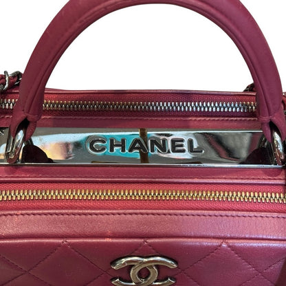 Chanel Burgundy Quilted Leather Medium Trendy Top Handle Bowling Bag