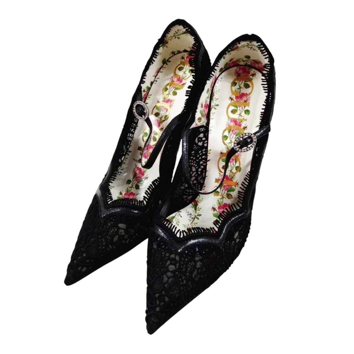 Gucci Black Lace Virginia Mary Jane Pumps - Size 36