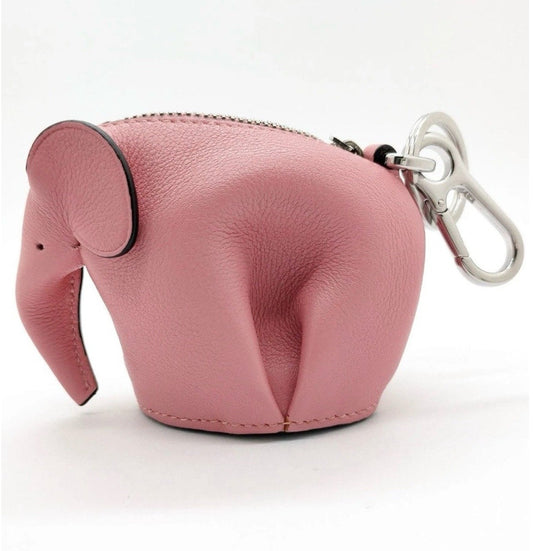 Loewe Pink Leather Elephant Coin Pouch Bag Charm