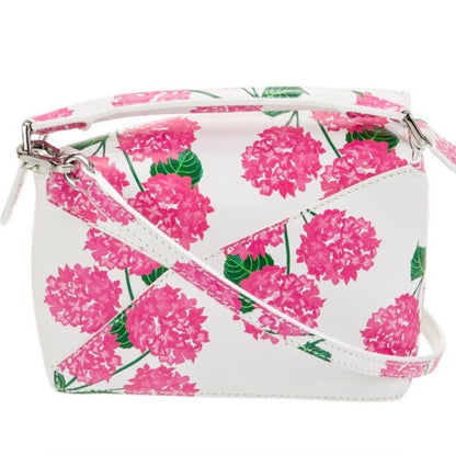 Loewe White and Pink Floral Mini Puzzle Bag