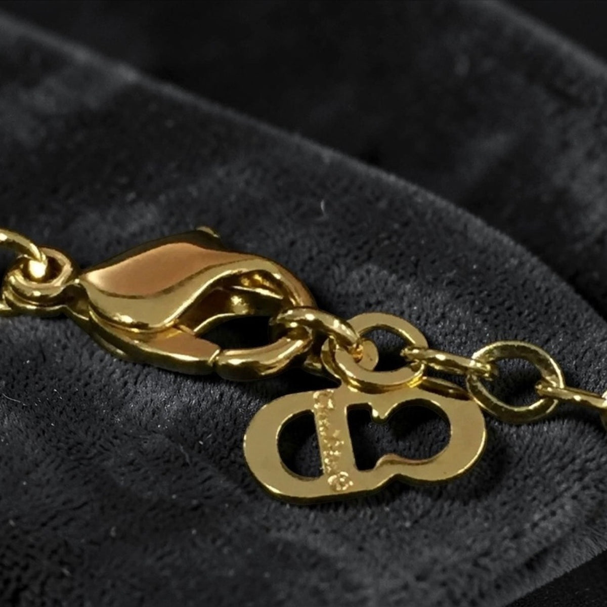 Christian Dior Gold-Tone and Rhinestone Circular Logo Necklace