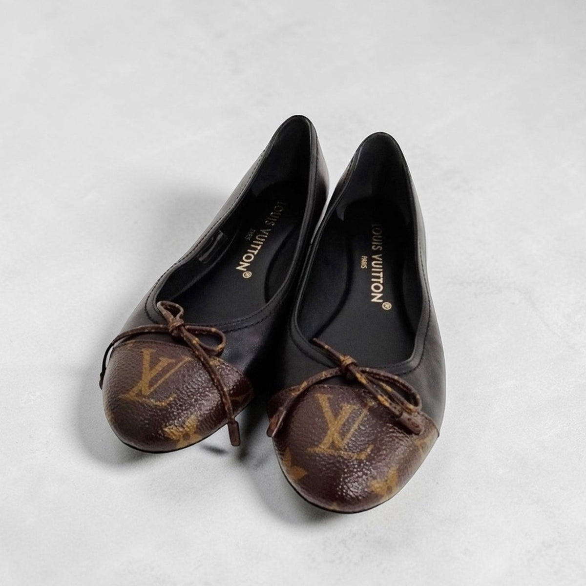 Louis Vuitton Popi Line Monogram and Black Leather Ballet Shoes - Size 36