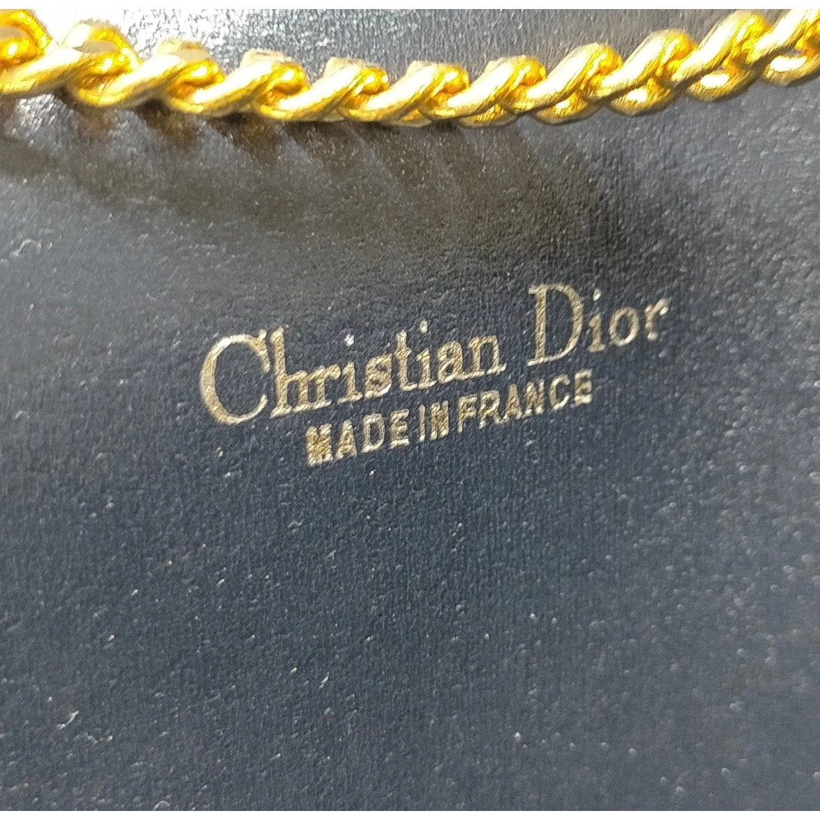 Christian Dior Gold and Navy Trotter Chain Shoulder Bag
