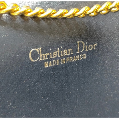 Christian Dior Gold and Navy Trotter Chain Shoulder Bag
