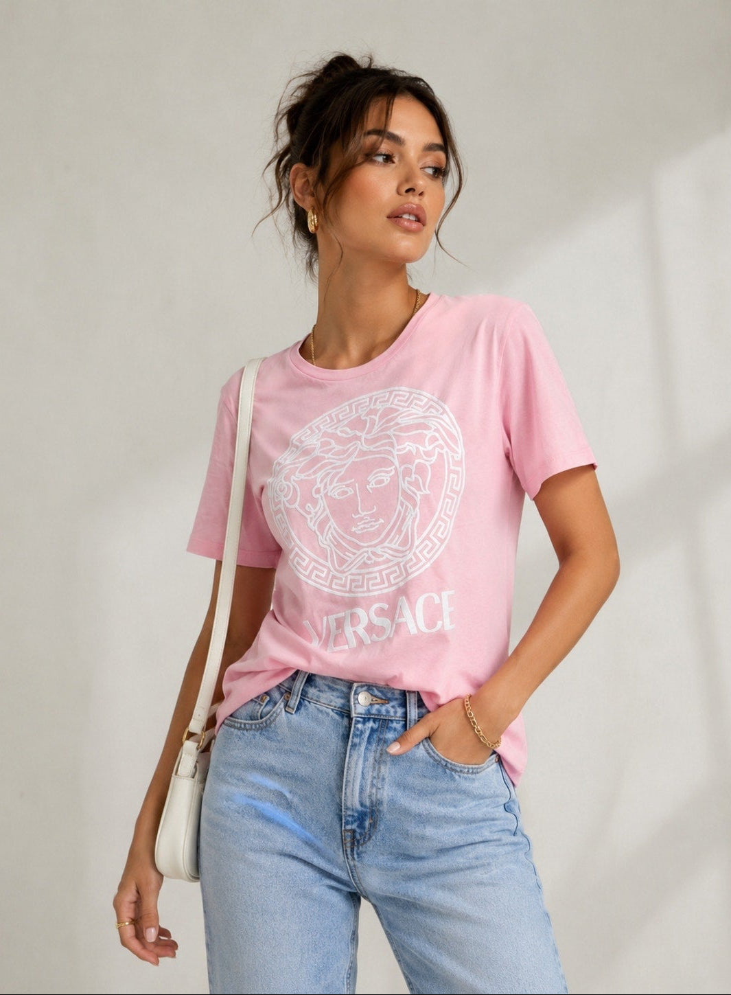 Versace Pink Medusa Graphic T-Shirt - US 6