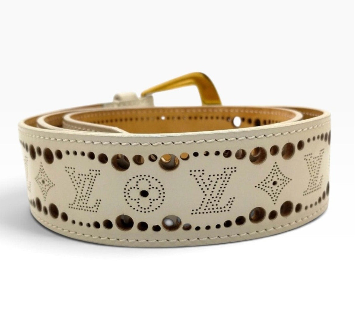 Louis Vuitton Ivory Leather Phoenix Belt - Size 85/34