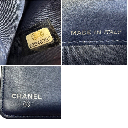 Chanel Navy Quilted Leather Boy Wallet