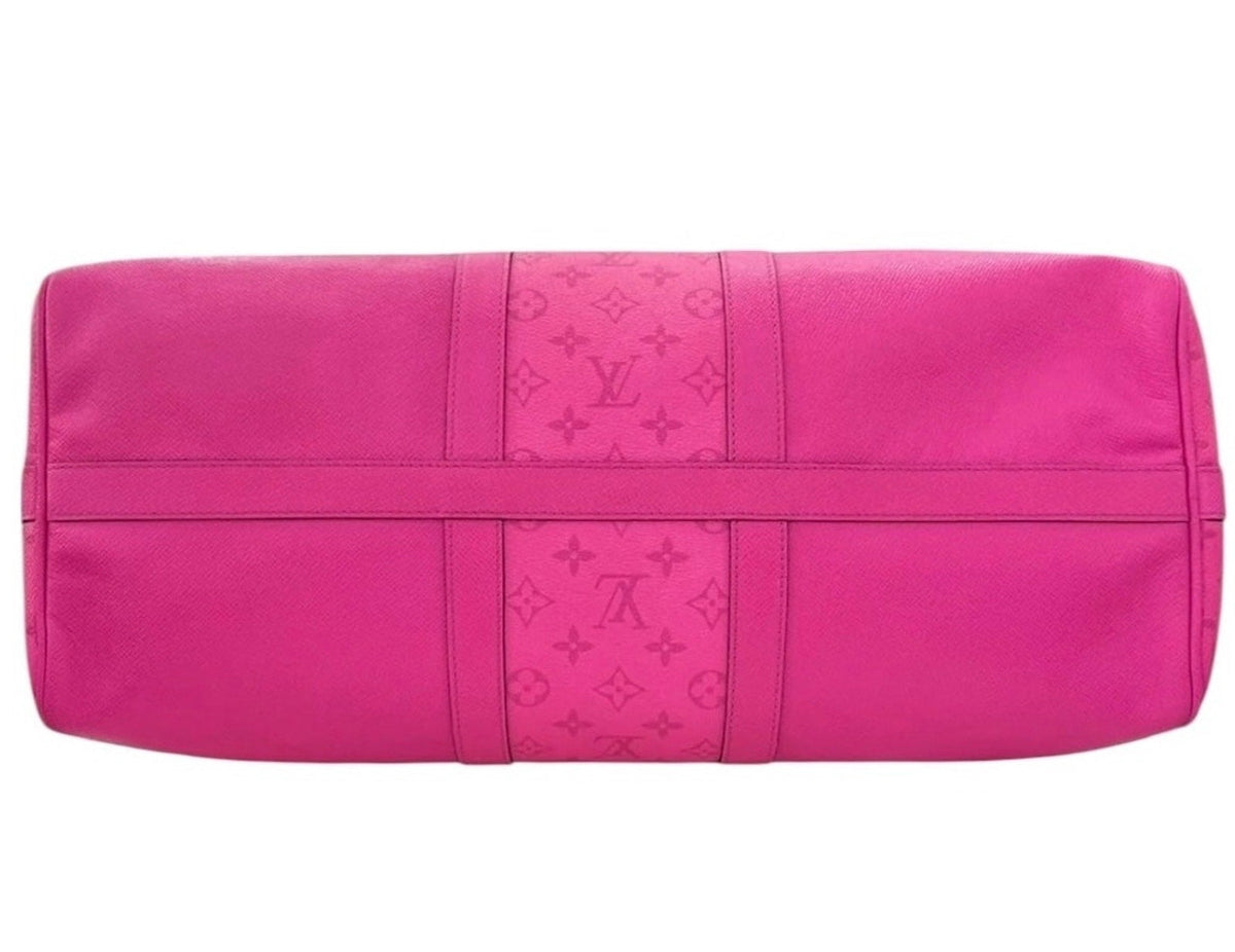Louis Vuitton Pink Taigarama Keepall Bandouliere 50 Travel Bag