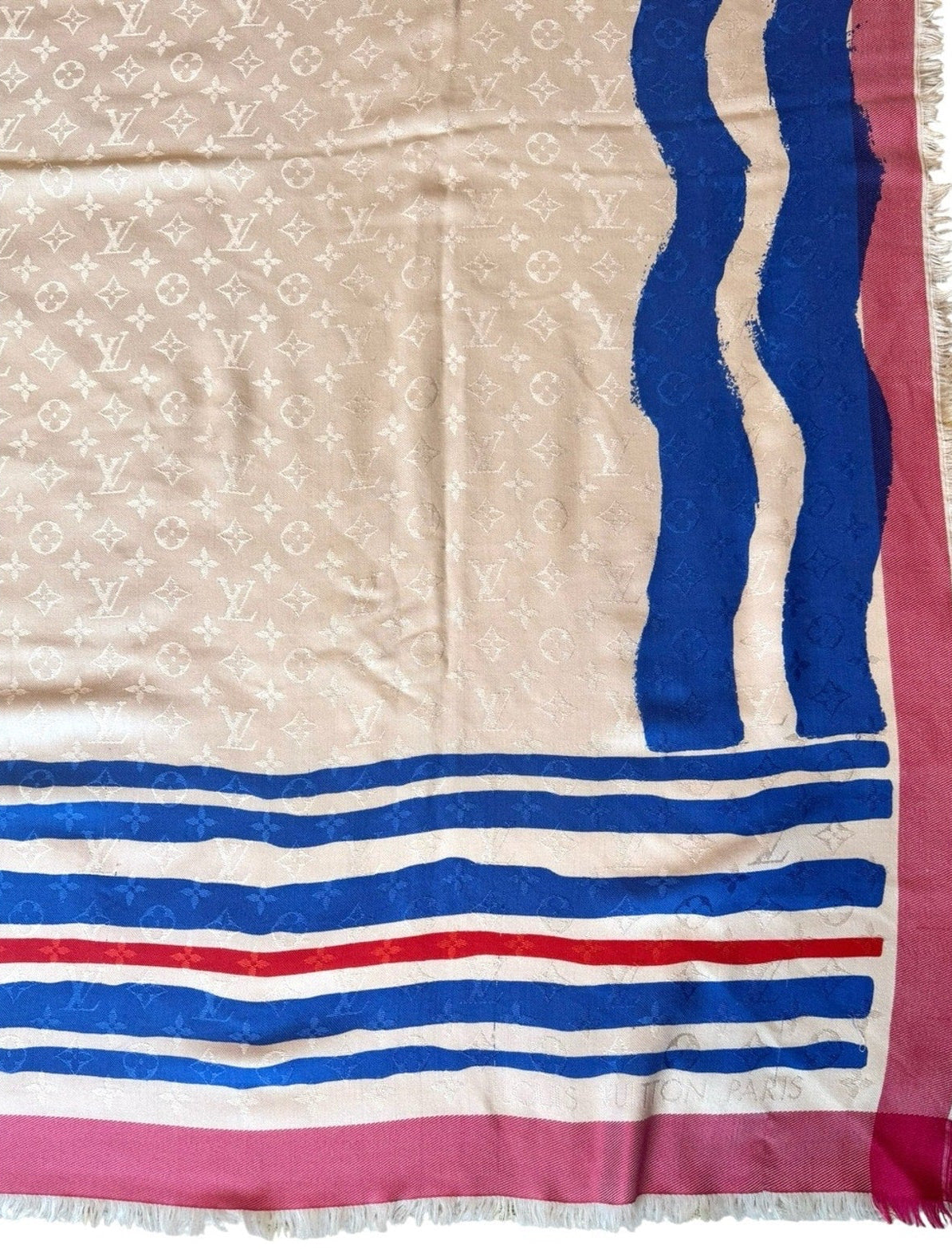 Louis Vuitton Limited Edition Monogram Shawl Scarf - Pink/Blue