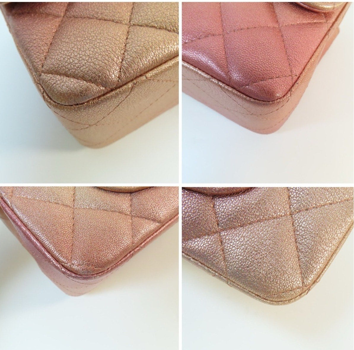Chanel Metallic Pink Ombré Lambskin Quilted Classic Mini Flap Bag