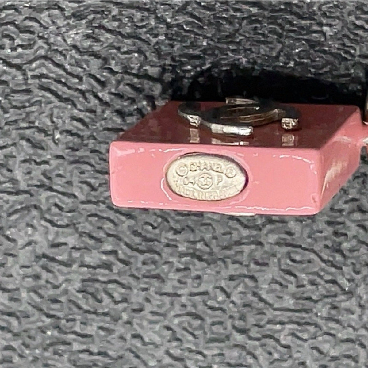 Chanel Pink Enamel and Palladium-Plated CC Pierced Drop Earrings