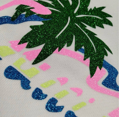 Gucci White Hawaii Glitter Print Cropped Sweatshirt - Size XS