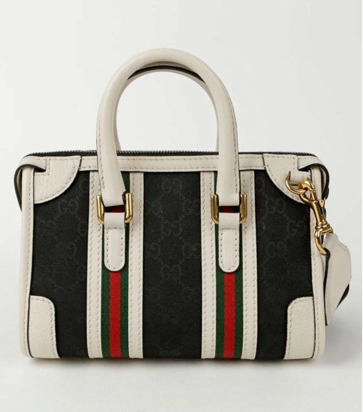 Gucci Bauletto Black and White Mini Top Handle Bag
