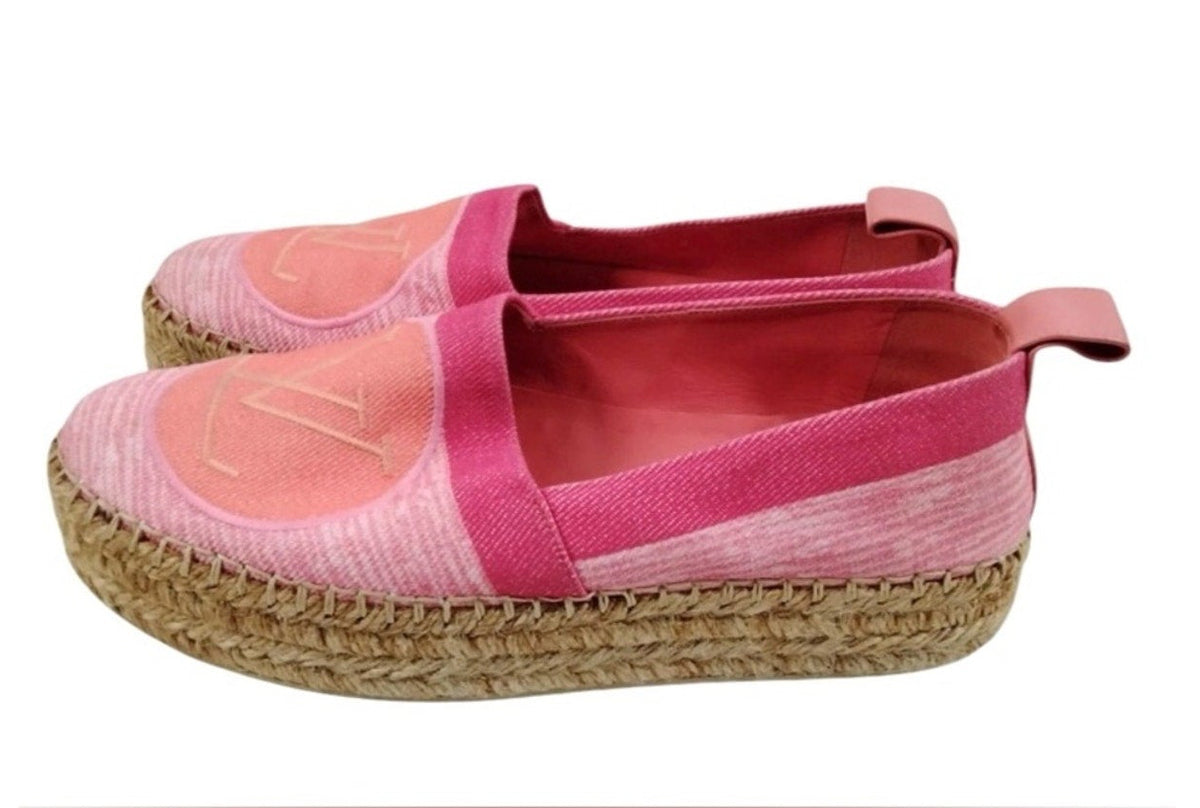 Louis Vuitton Pink Denim Shore Postcard Espadrilles - Size 36