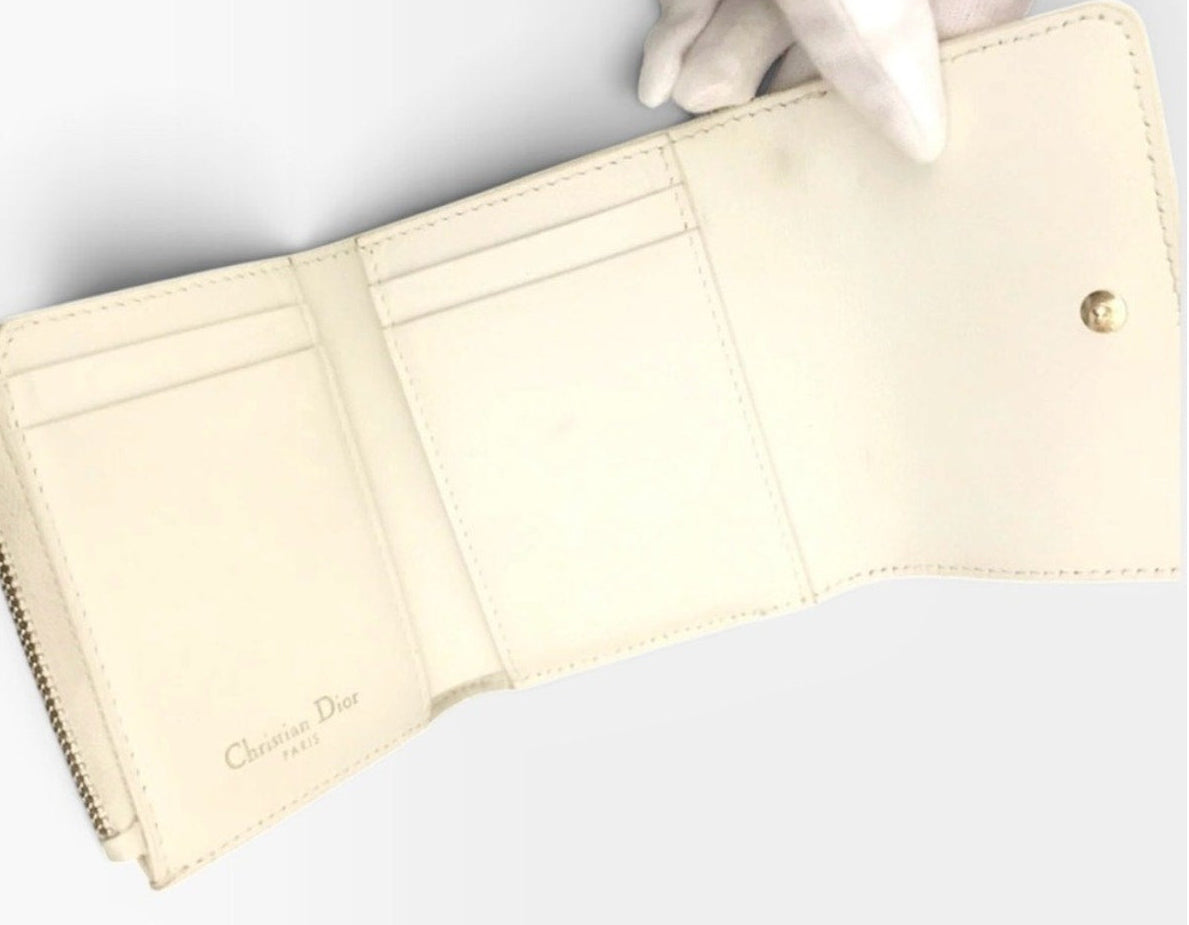 Christian Dior Pink and Cream Leather 30 Montaigne Compact Wallet